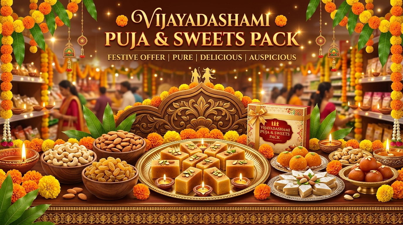 🌾 విజయదశమి స్వీట్స్ & పూజా ప్యాక్ (Vijayadashami Puja & Sweets Pack)