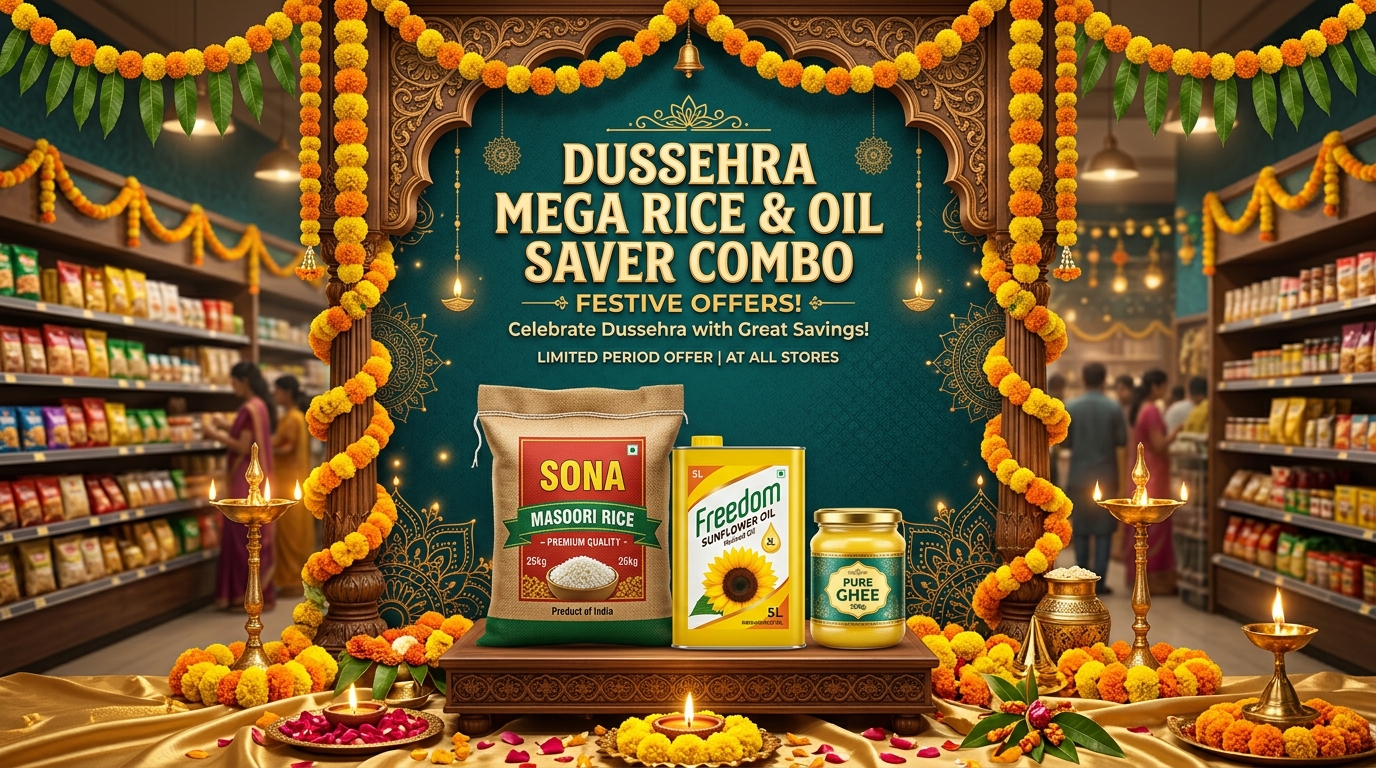 🪔 దసరా మహా ధమాకా బియ్యం & నూనె ప్యాకేజ్ (Dussehra Mega Rice & Oil Saver Combo)